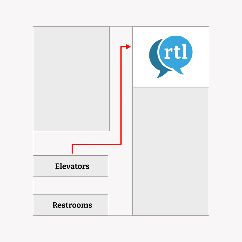 Map of the location of RTL School withing the 10th floor of Mahatun Plaza.